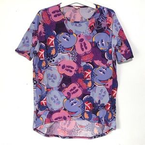 LulaRoe Shirt Womens XXS Disney Mickey and Minnie Mouse Short Sleeve Purple Blue